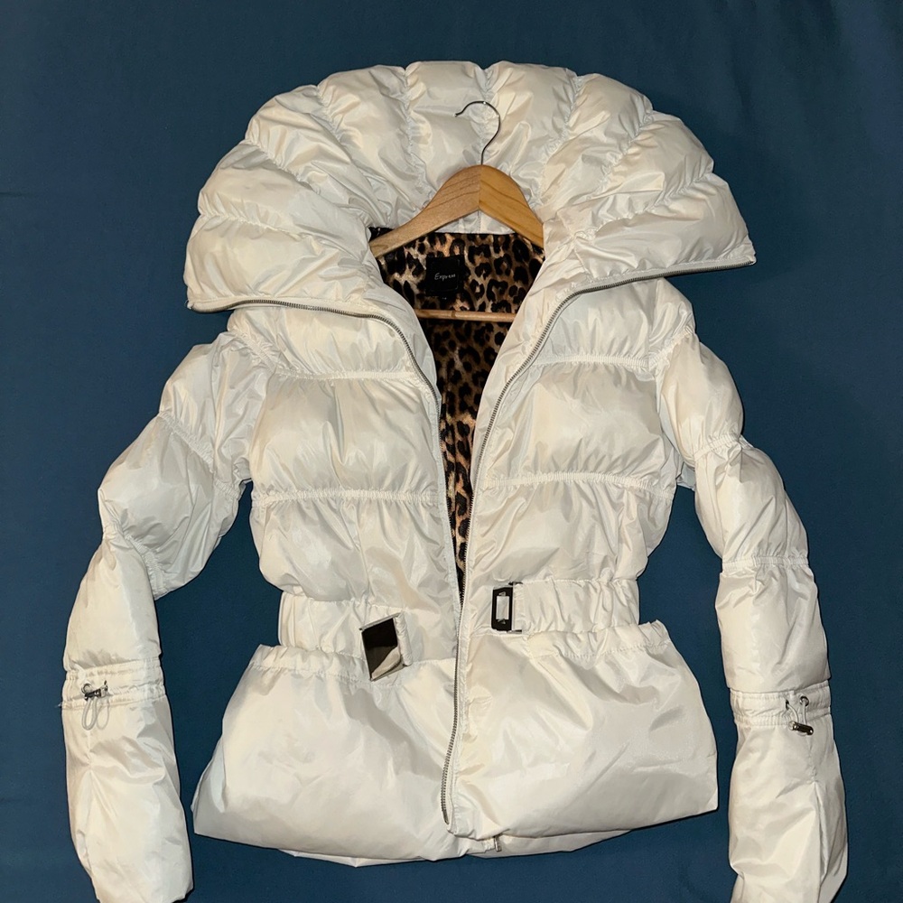 White Puffer Snow Jacket Ski